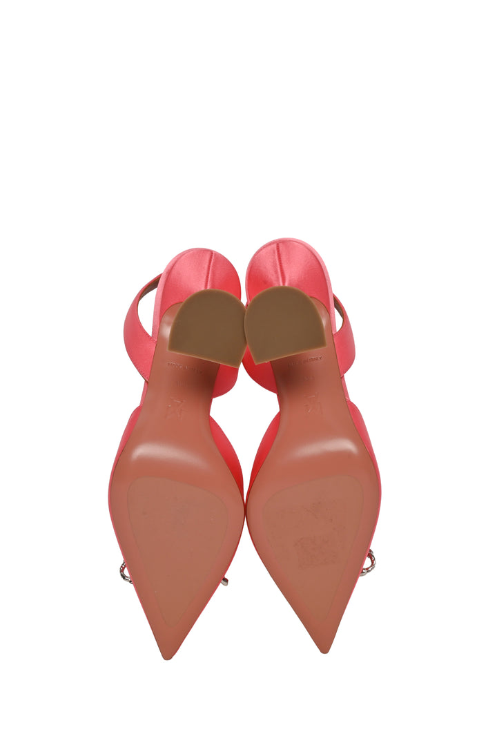 Amina Muaddi Size 38.5 Crystal Bow Satin Rosie Slingback Pumps