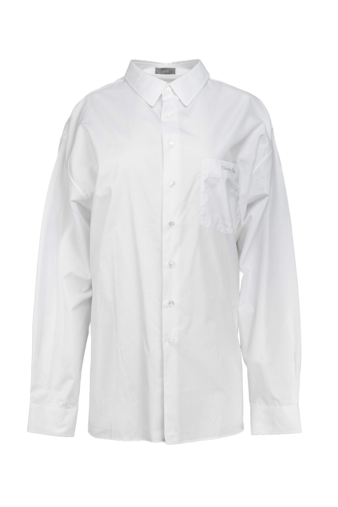 Dior Size 42 Oversized Logo Pocket Button Up Blouse