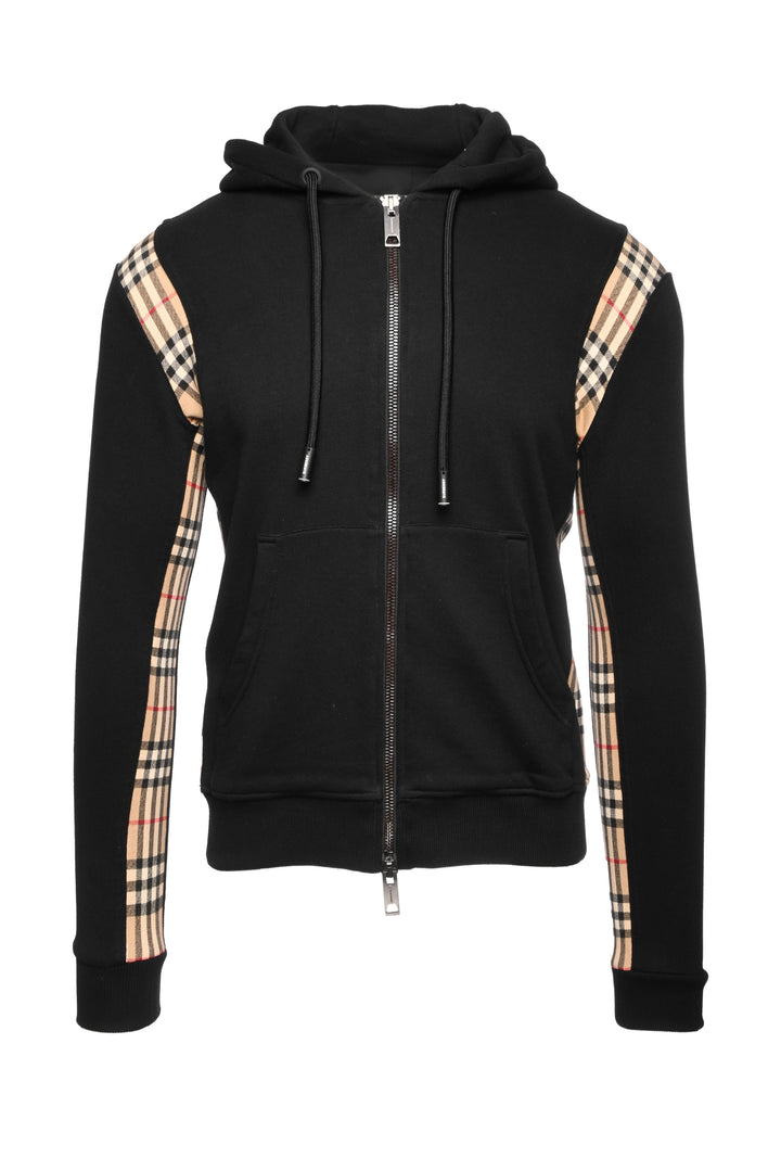 Burberry Size XXS Men's Check Trim Zip-Up Hoodie