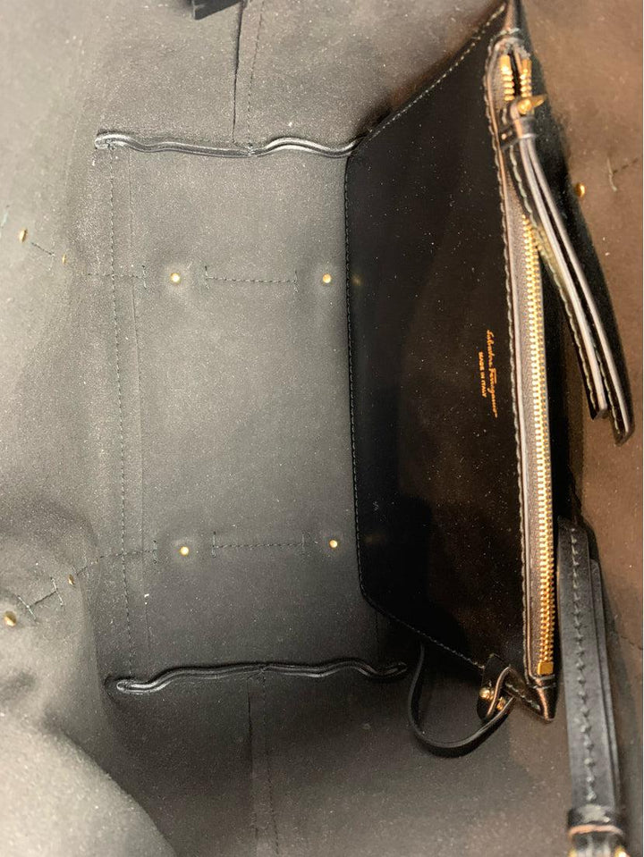 Salvatore Ferragamo Vara Chain Suede Tote