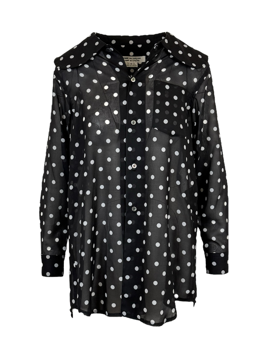 Comme Des Garcons Size XS Sheer Polka Dot Blouse