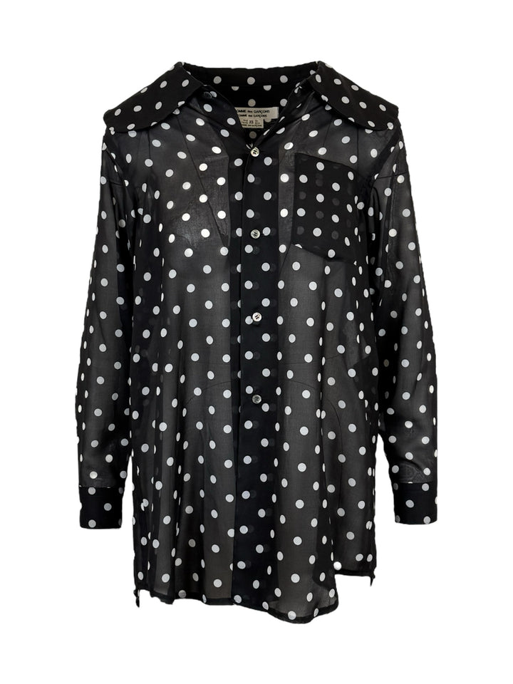 Comme Des Garcons Size XS Sheer Polka Dot Blouse