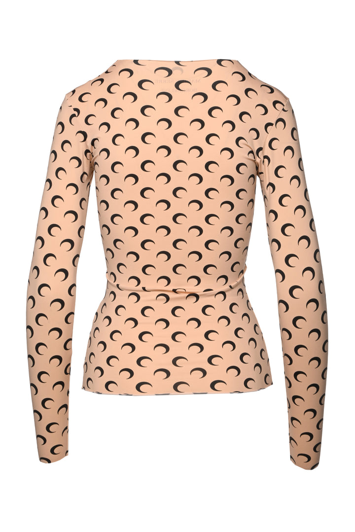 Marine Serre Size L Moon Printed Jersey Second Skin Top