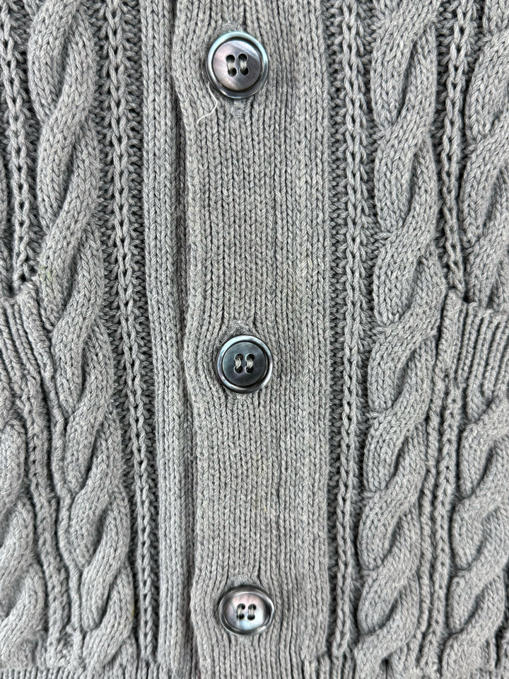 Thom Browne Size 0 4-Bar Cotton Cable Knit Cardigan