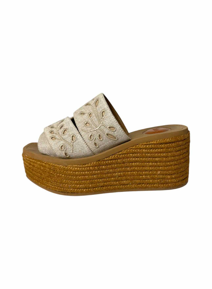 Chloe Size 36 Woodu Platform Espadrille Sandals