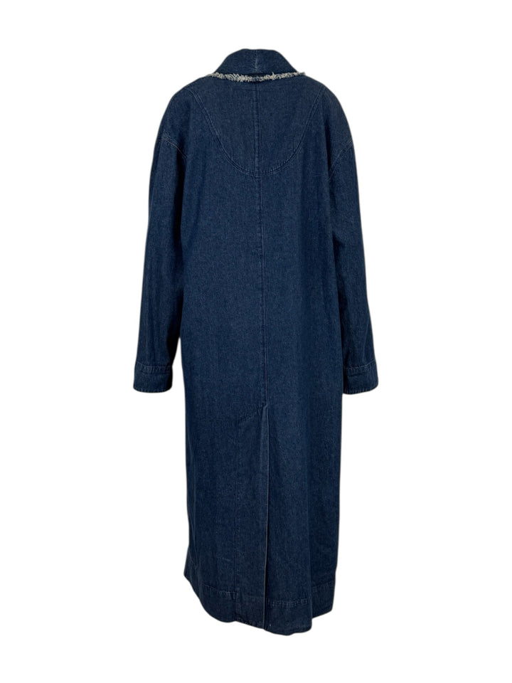 Raquel Allegra Size 1 Denim Frayed Trench Coat