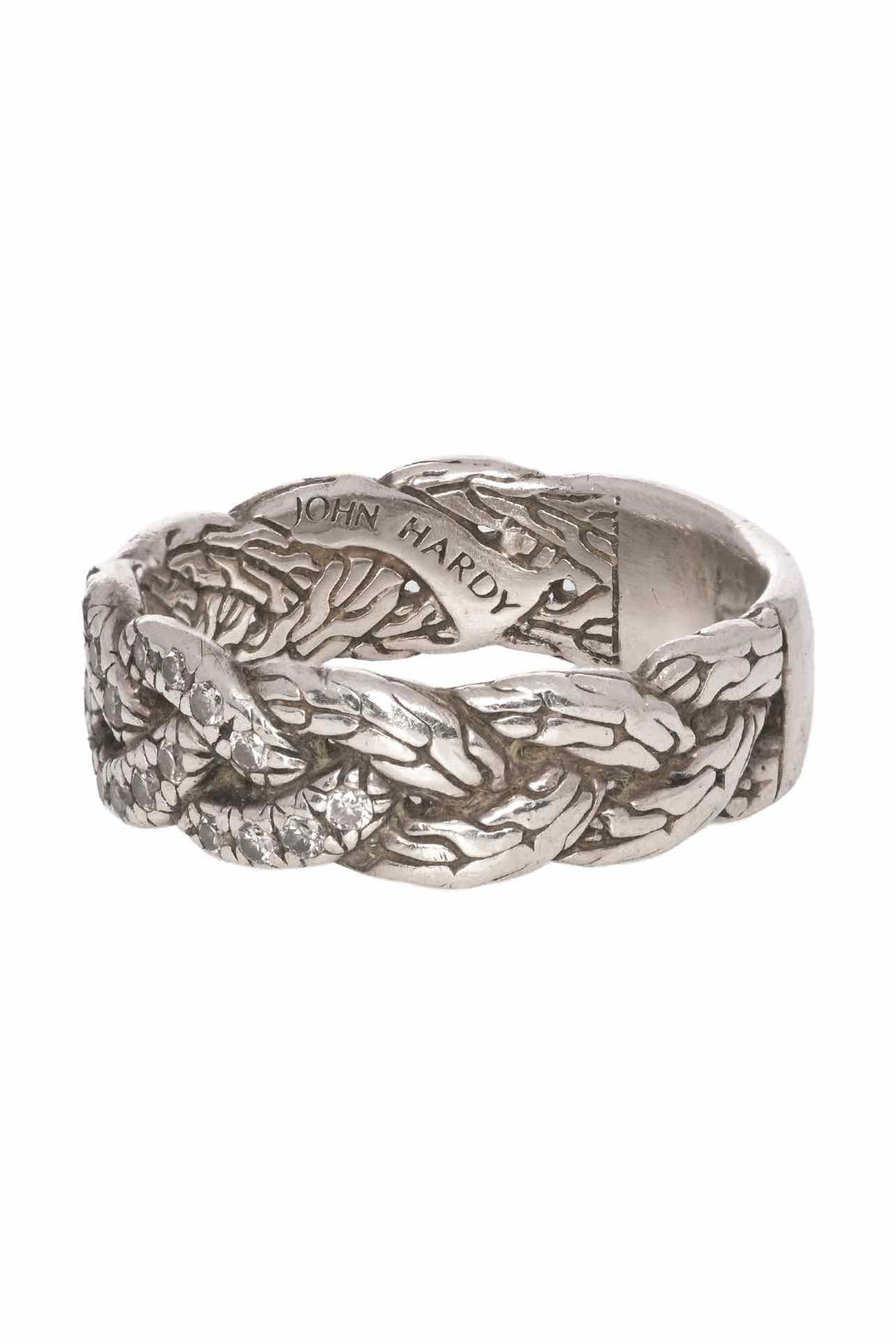 John Hardy Size 8 Braided Diamond Ring