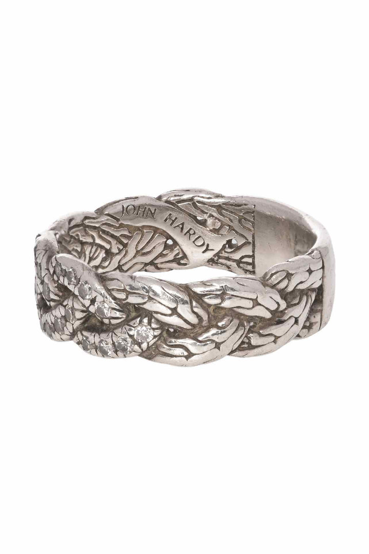 John Hardy Size 8 Braided Diamond Ring