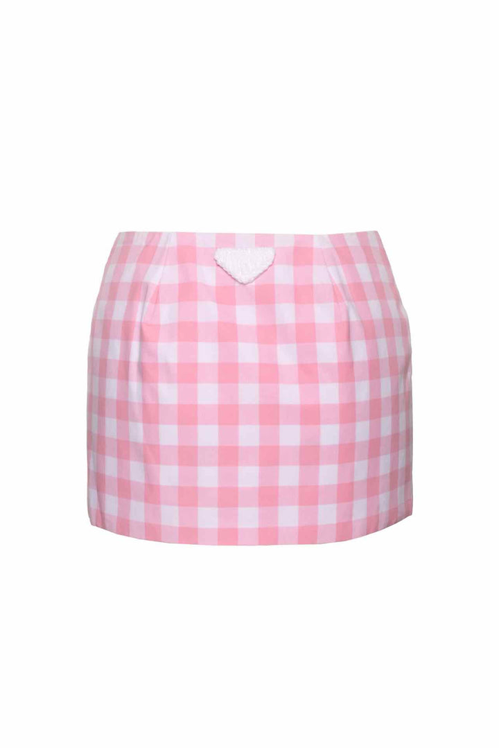 Prada Size 0 2023 Check Wrap Mini Skirt