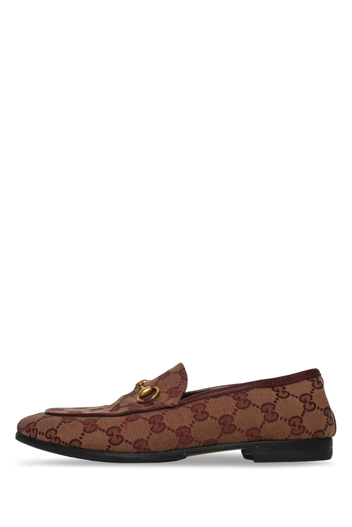 Gucci Size 37.5 Canvas GG Jordaan Loafers