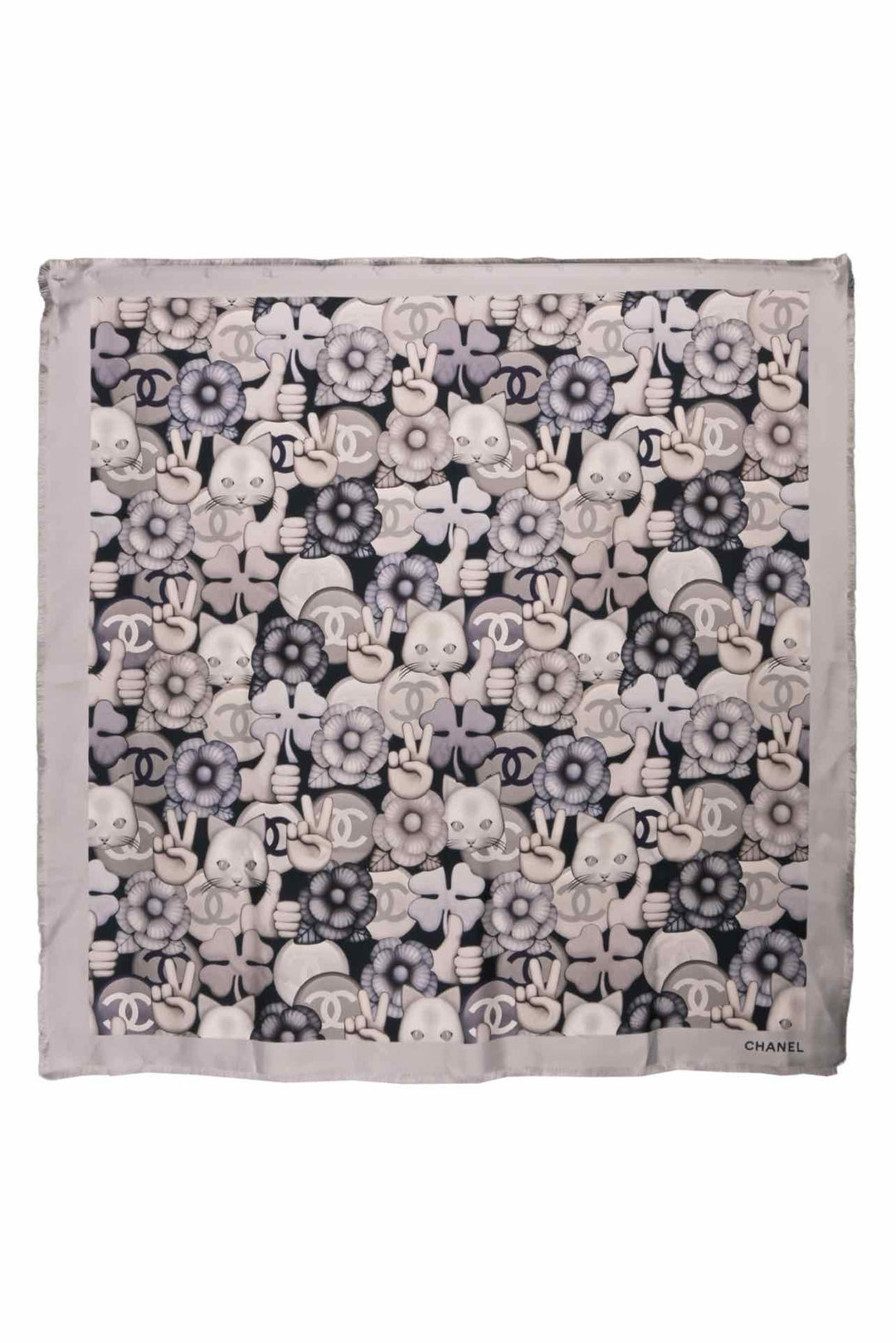 Chanel Cat Emoticon Silk Scarf
