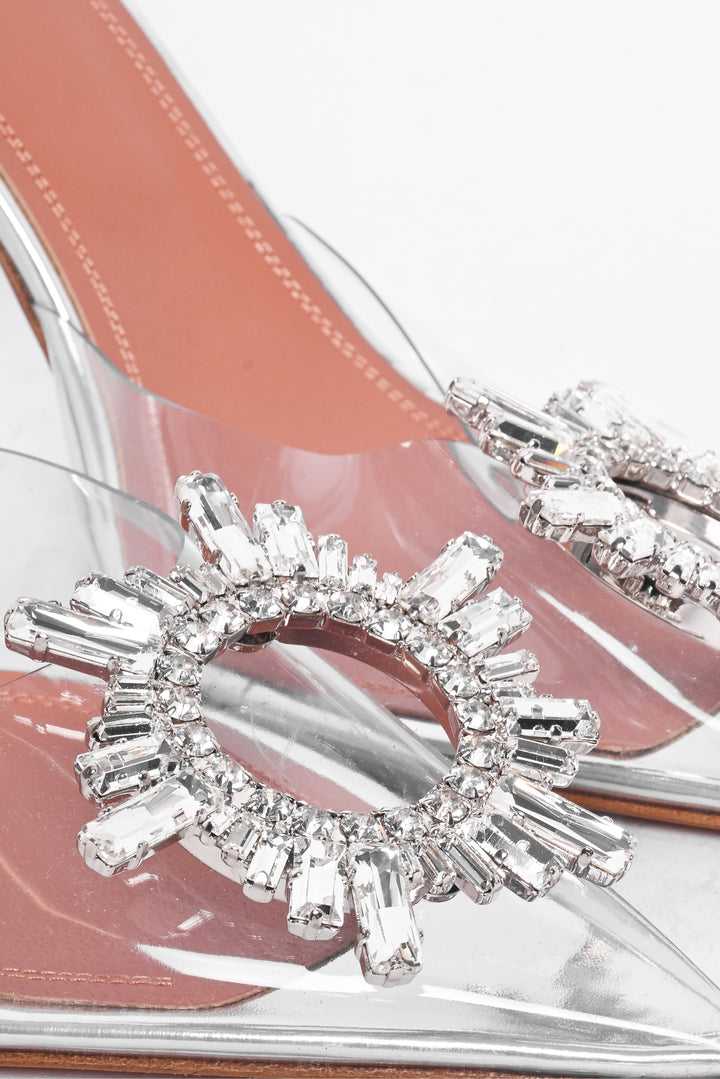 Amina Muaddi Size 38.5 Begum Glass Slingback Pumps