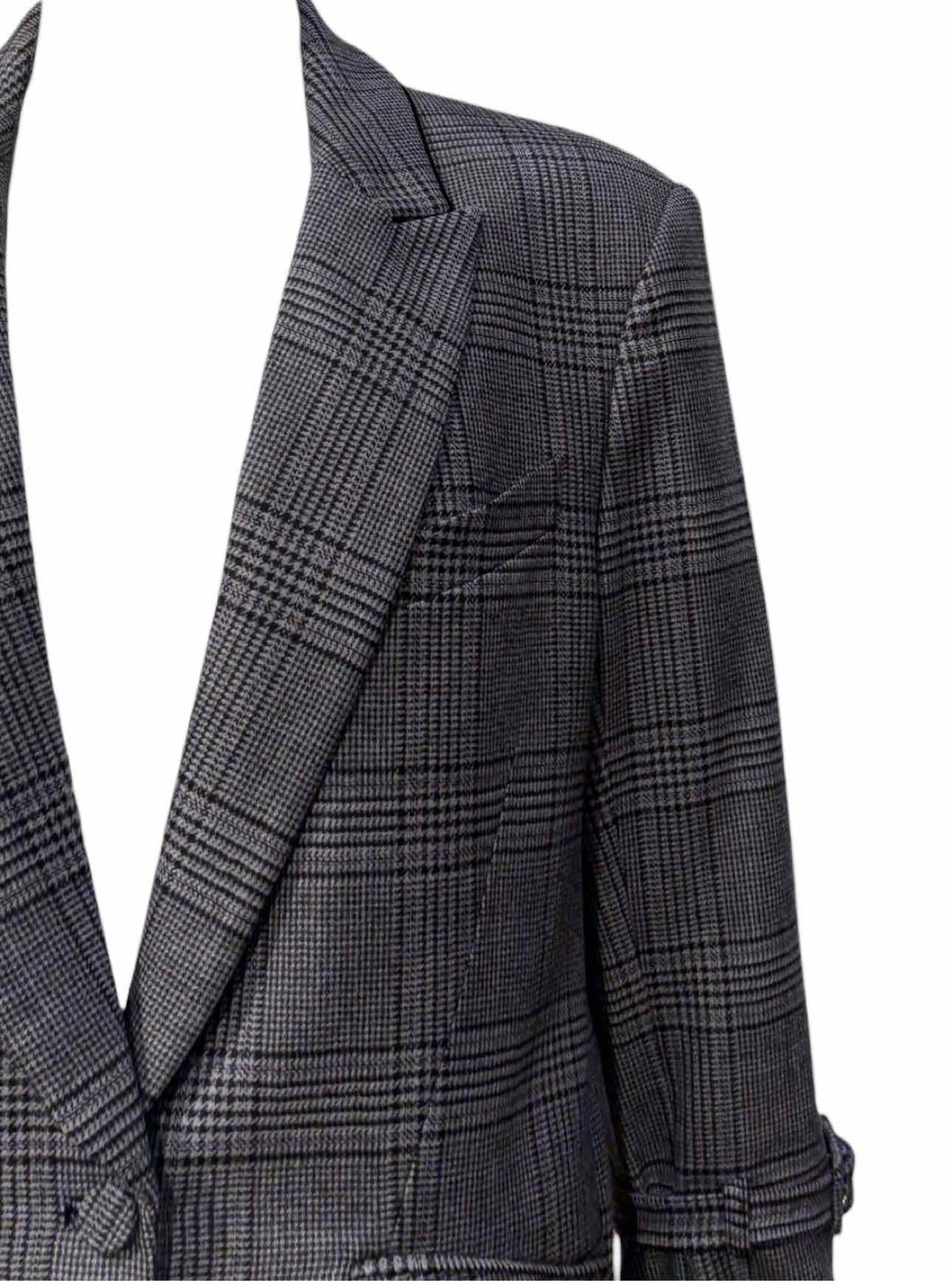 Jonathan Simkhai Size 8 Plaid Buckle Sleeve Blazer