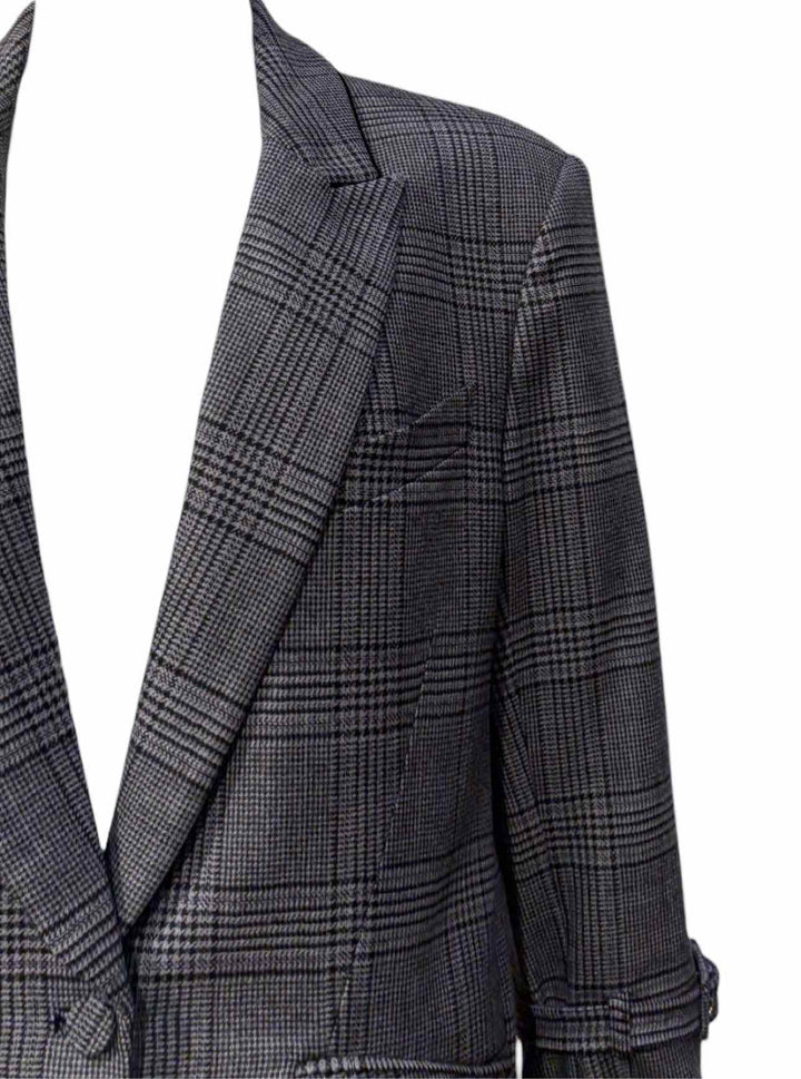 Jonathan Simkhai Size 8 Plaid Buckle Sleeve Blazer