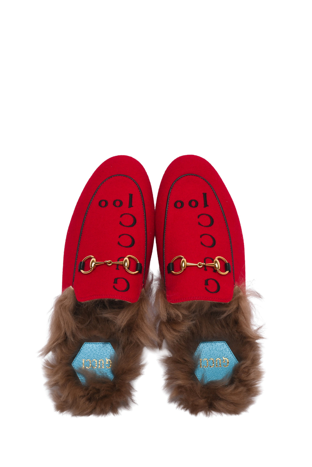 Gucci Size 37.5 Felt Fur 100th Anniversay Princetown Mule