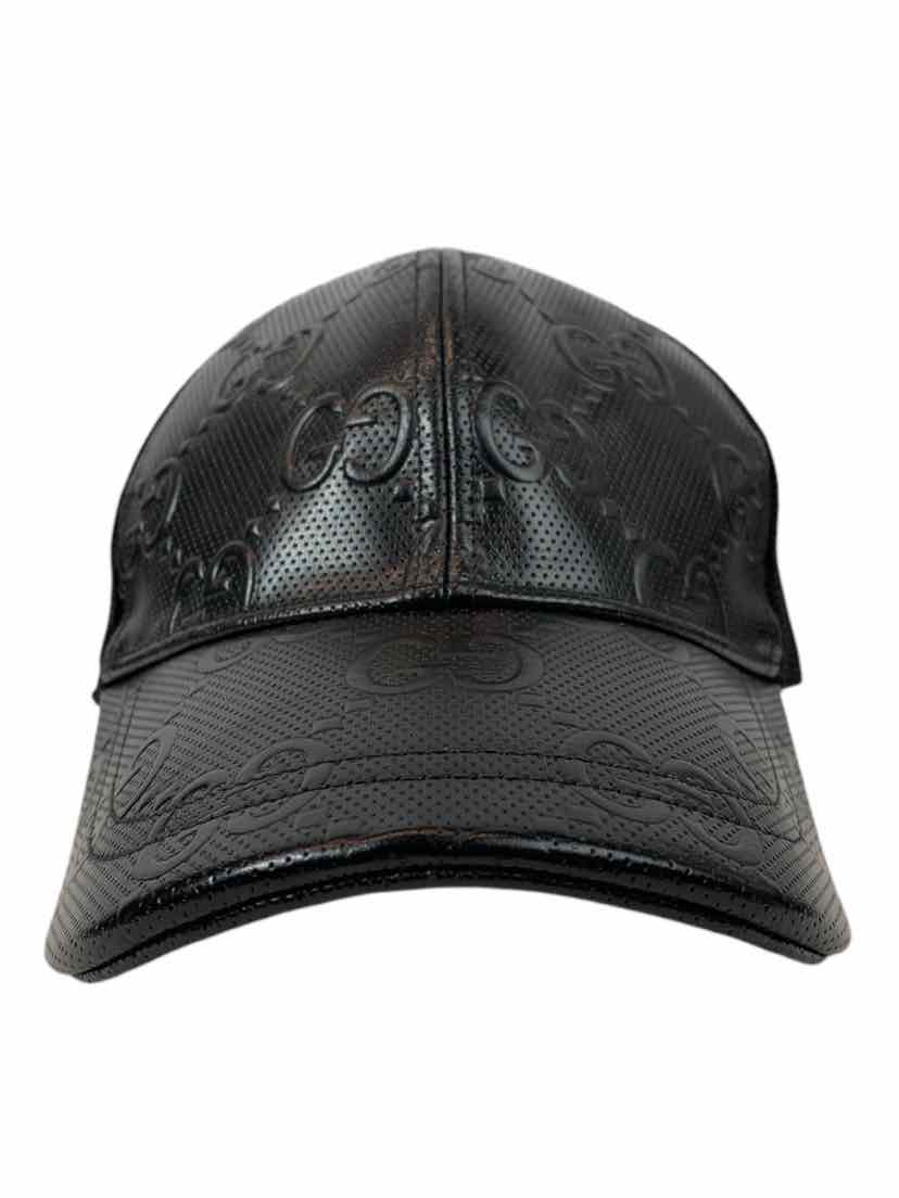 Gucci Size OS Men's Logo-Embossed Leather and Mesh Baseball Cap Hat