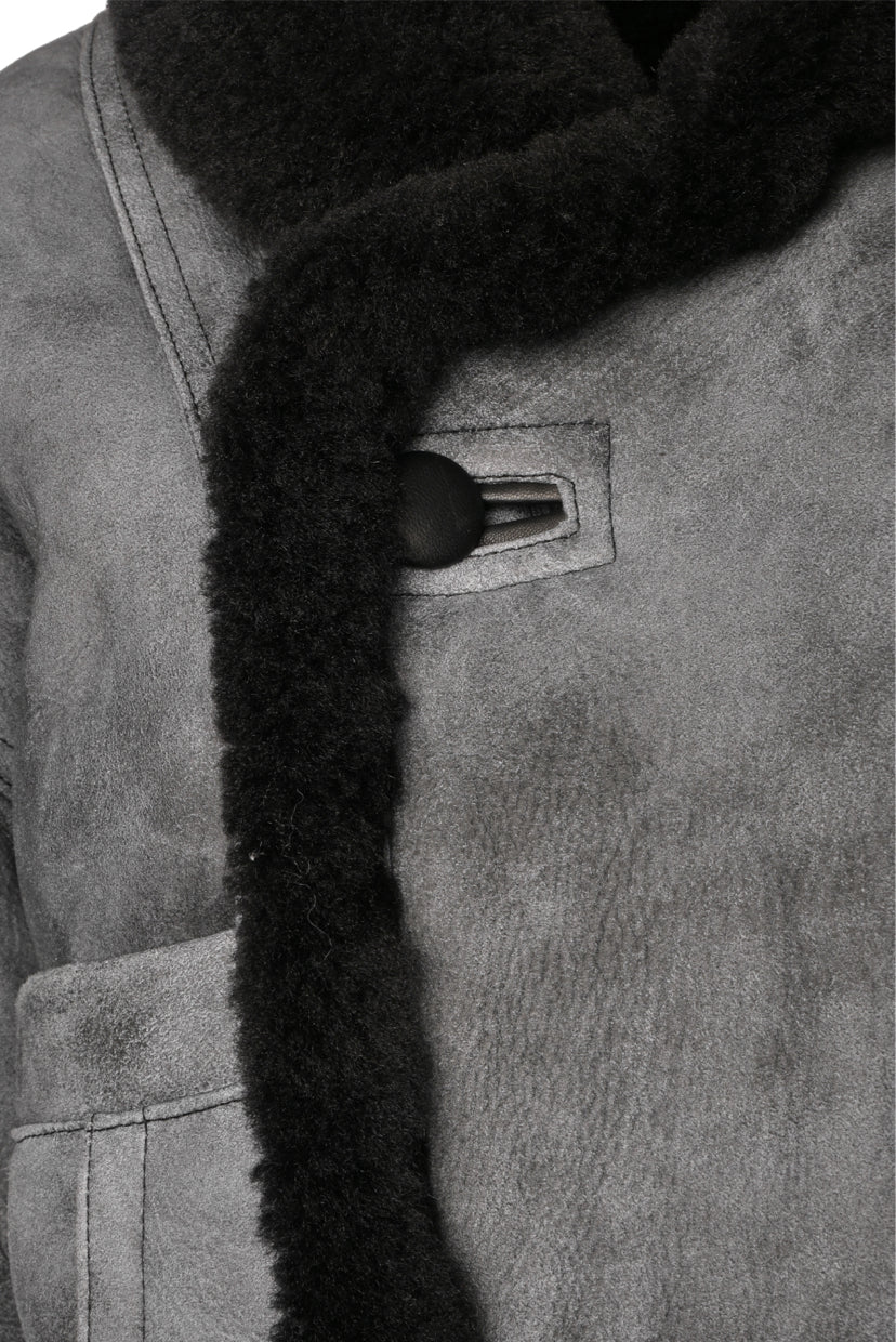 Sandro Size 36 Distressed Sheep Shearling Jacket