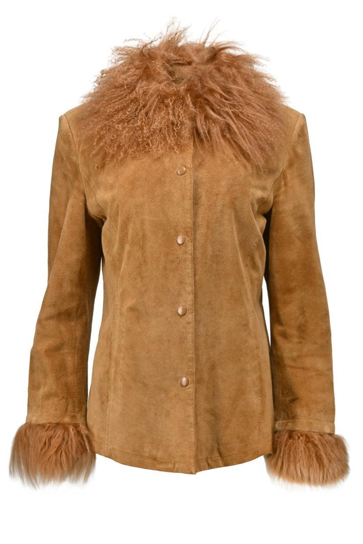 Max & Co Size 10 Fur Trim Suede Jacket