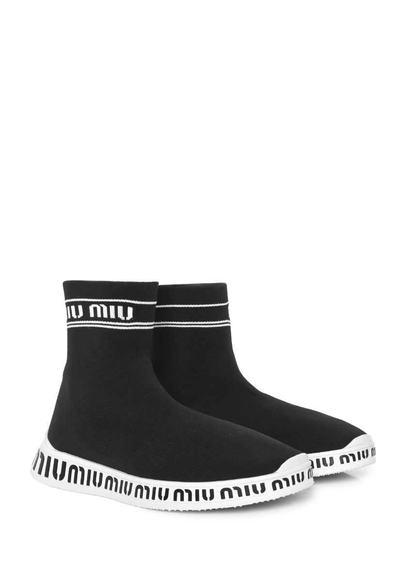 Miu Miu Size 38 Logo Knit Sock Sneaker