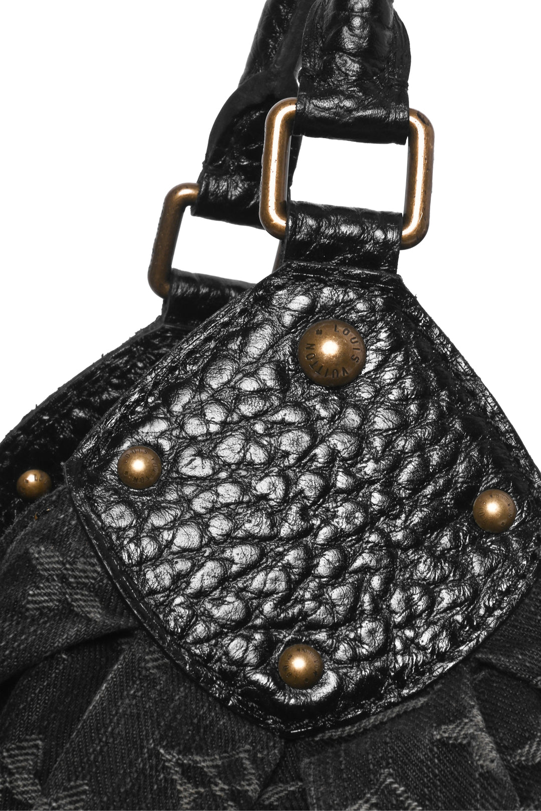 Louis Vuitton Denim Noir Monogram Mahina XL Hobo Shoulder Bag