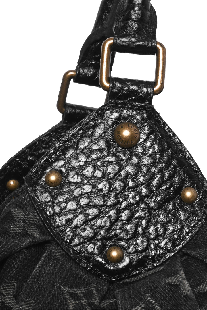 Louis Vuitton Denim Noir Monogram Mahina XL Hobo Shoulder Bag