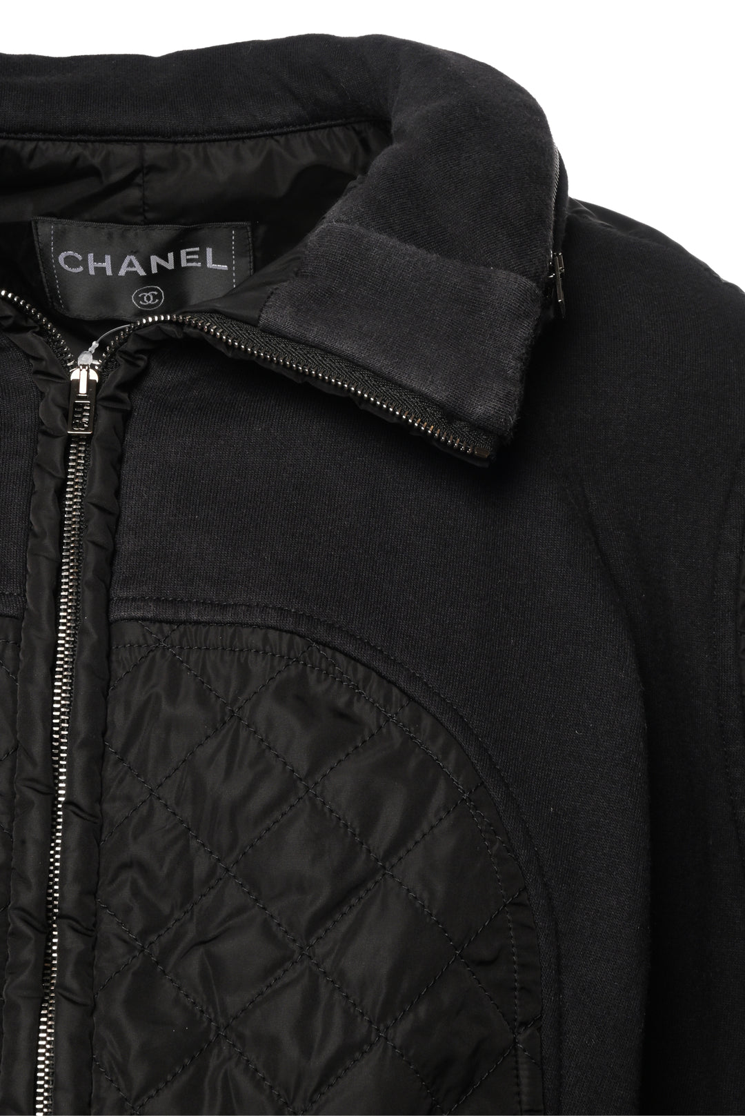 Chanel Size 34 Quilted Cotton Bomber Jacket