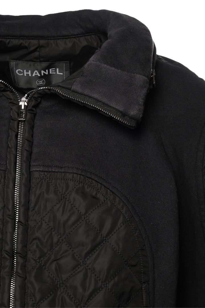 Chanel Size 34 Quilted Cotton Bomber Jacket