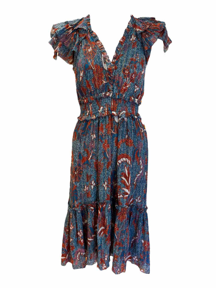 Ulla Johnson Floral Metallic Silk Blend Size 2 Dress
