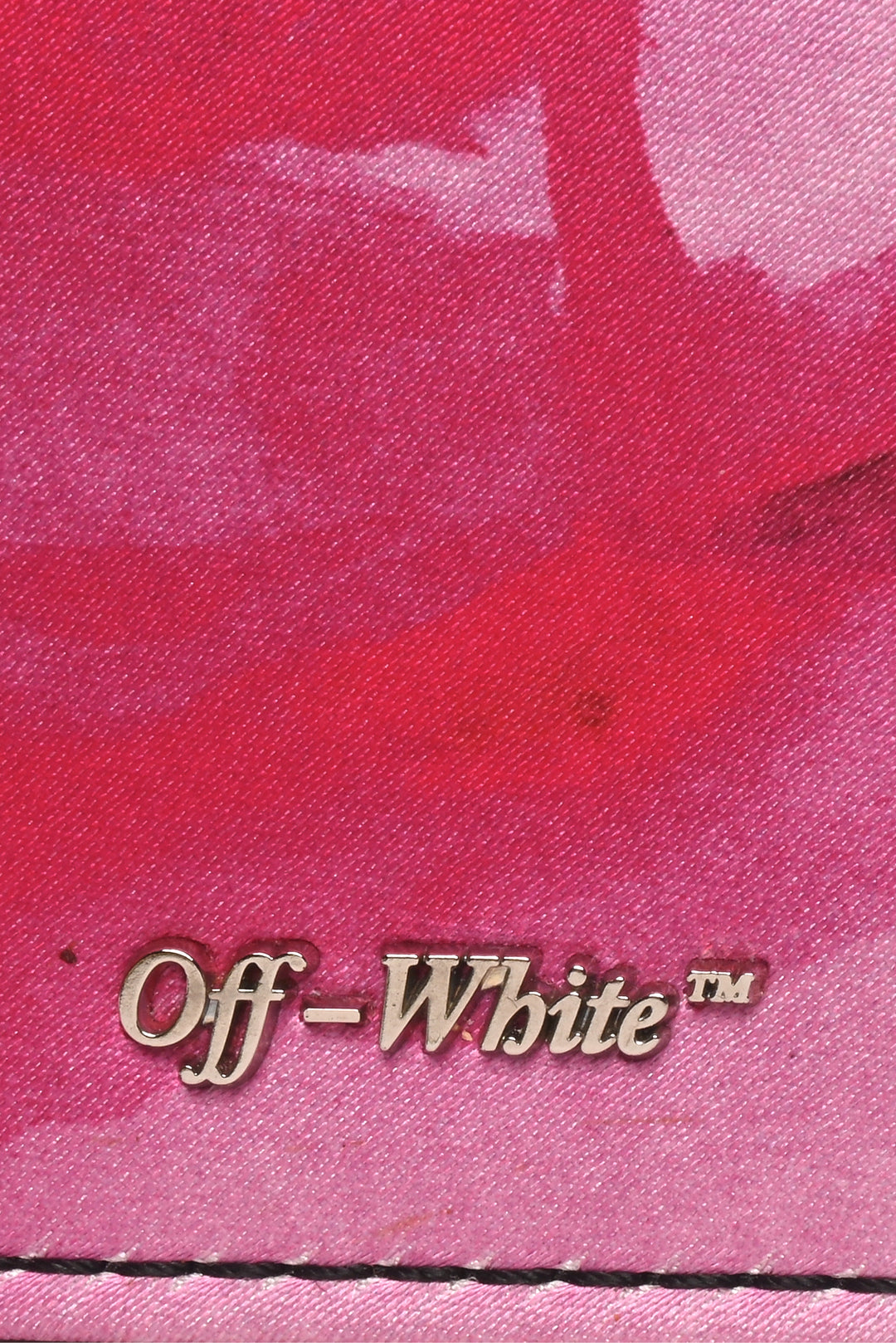 Off White Floral Pattern Zipped Double Flat Pouch Wristlet
