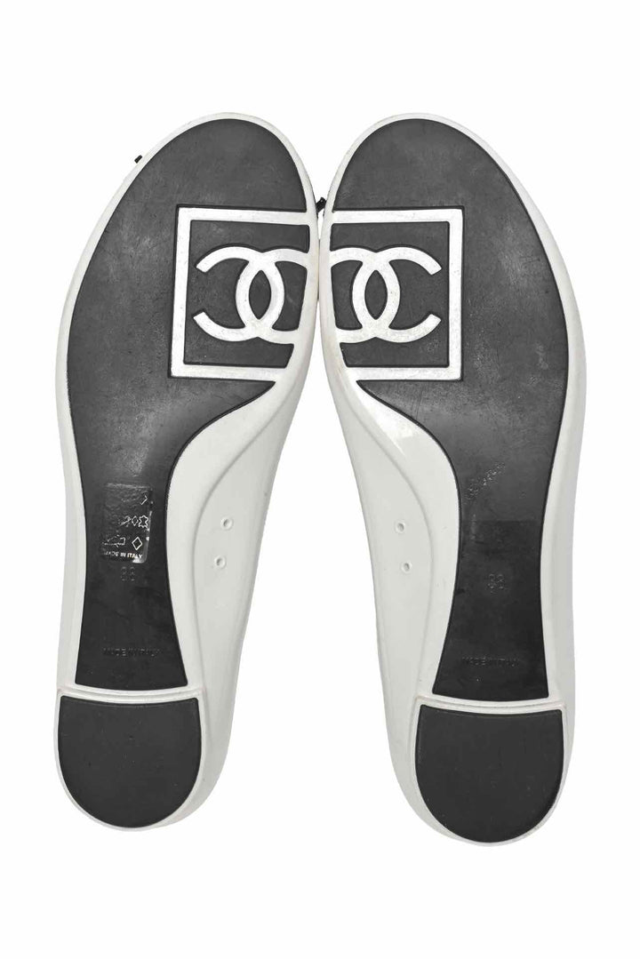 Chanel Size 38 Rubber & Leather CC Cap Ballet Flats