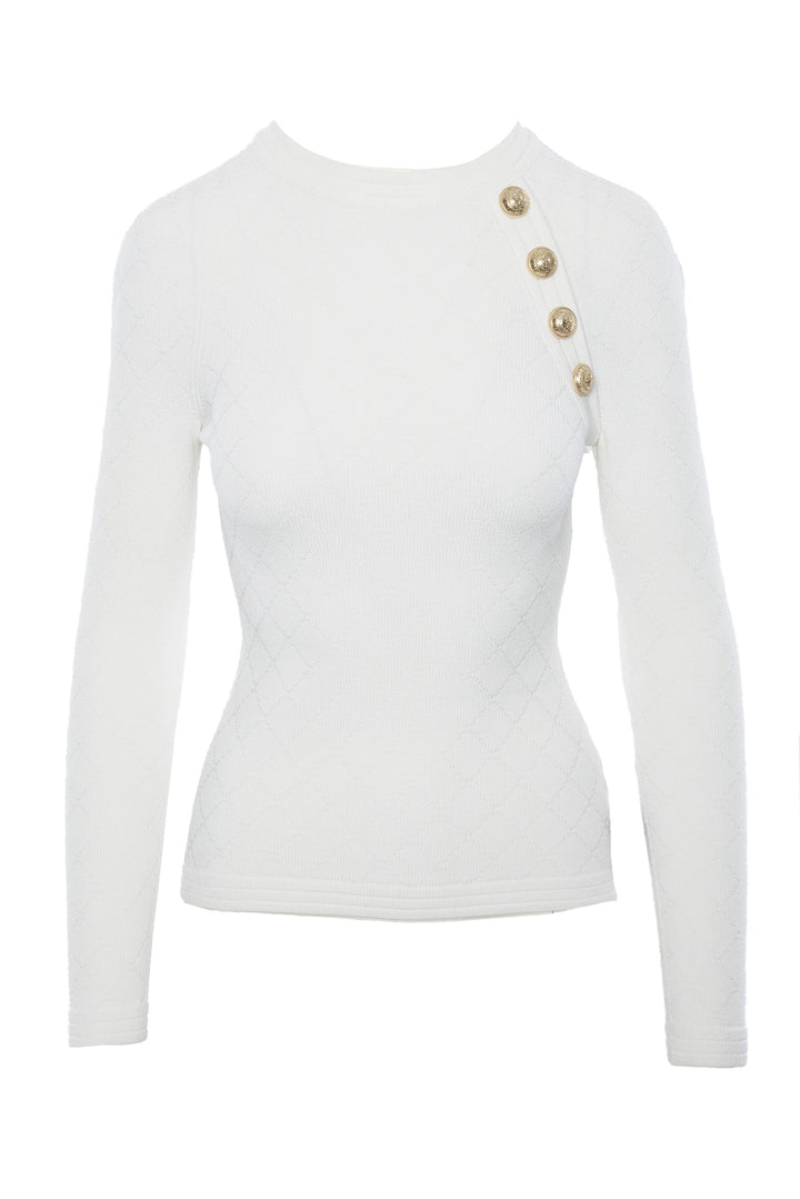 Balmain Size 34 Diamond Knit Long Sleeve Tops