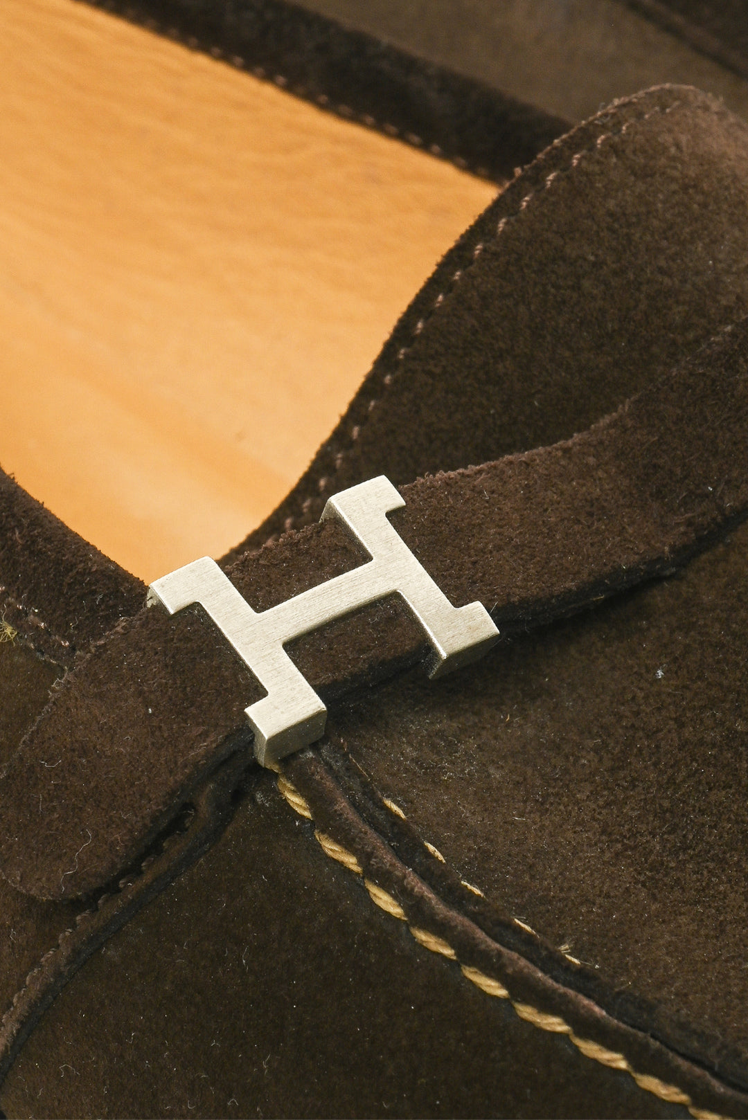 Hermes Size 39.5 Suede H Giovanni Loafers