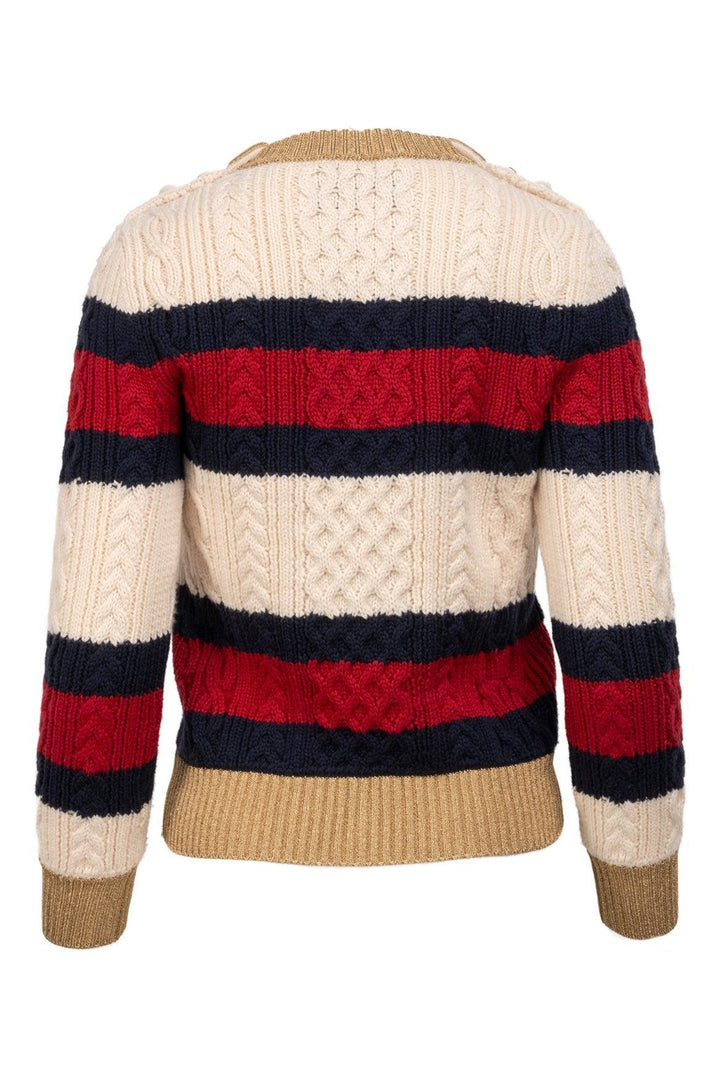 Gucci Size M Fall/Winter 2017 Metallic Ribbed Striped Cableknit Sweater