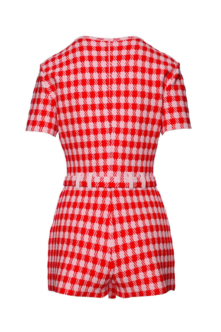 Alaia Size 8 Checked Jacquard Paysuit