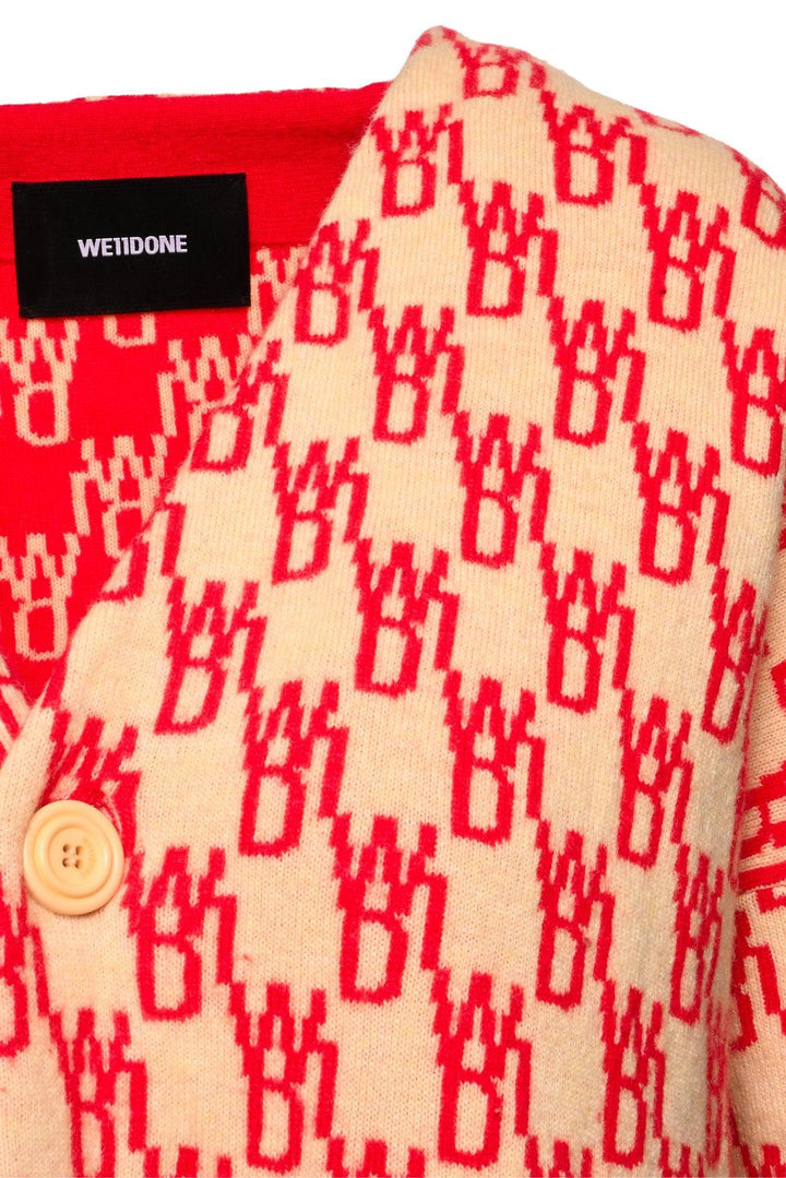 Welldone Size S Men's Jacquard Logo Cardigan