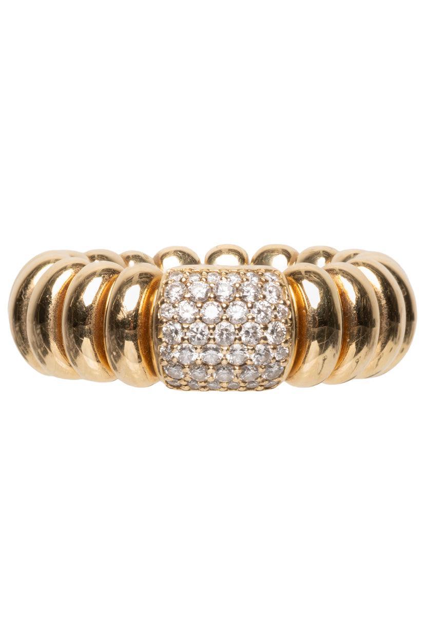 Hulchi Belluni Size 7 18K Yellow Gold & Diamond Tresore Stretch Ring