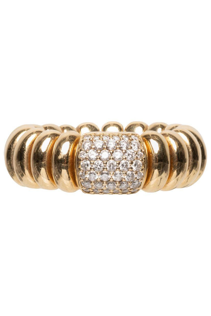 Hulchi Belluni Size 7 18K Yellow Gold & Diamond Tresore Stretch Ring