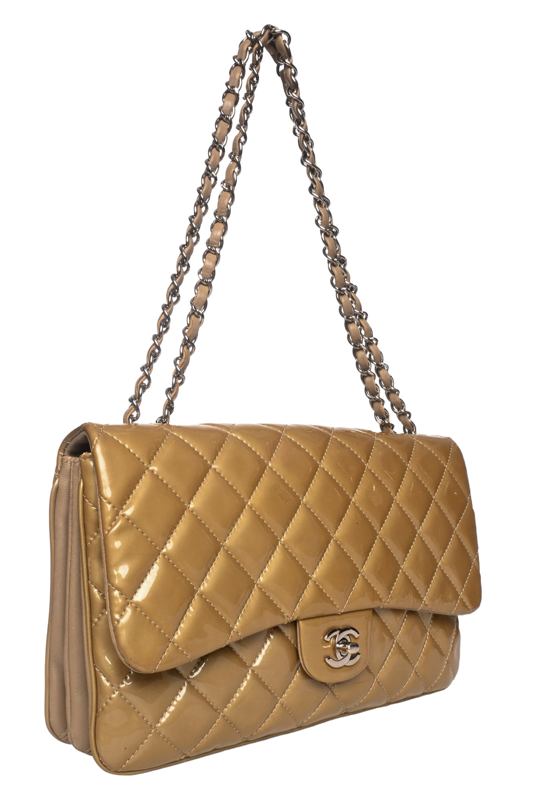 Chanel 2014 Quilted Patent Jumbo Classic Flap Shoulder Bag