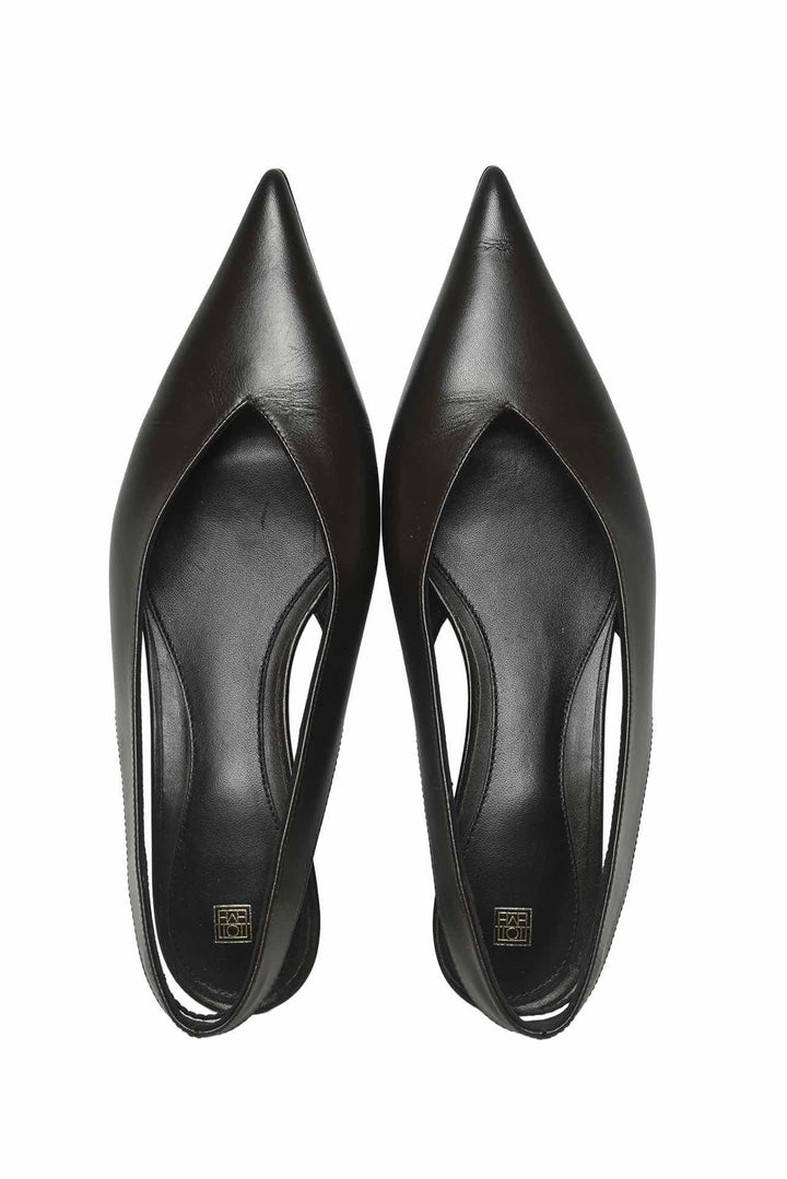 Toteme Size 37 Wedge-Heel Leather Slingbacks