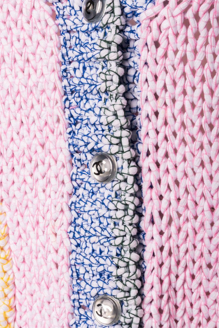 Chanel Size 36 2023 Woven Cotton Patchwork Knit Cardigan