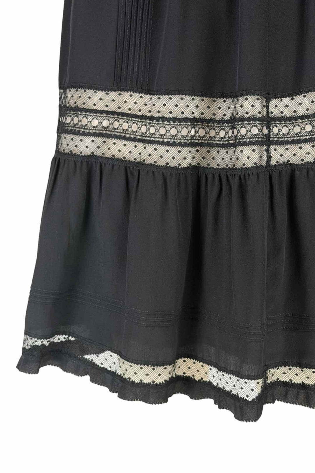 Shiatzy Chen Size 10 Lace Detail Silk Skirt