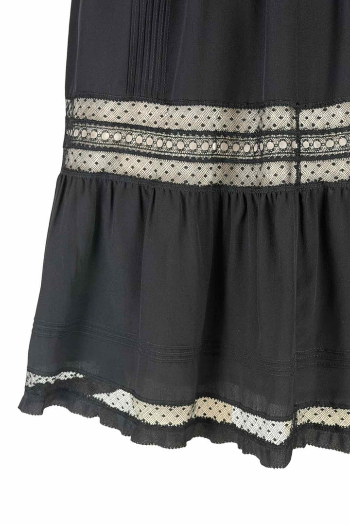 Shiatzy Chen Size 10 Lace Detail Silk Skirt