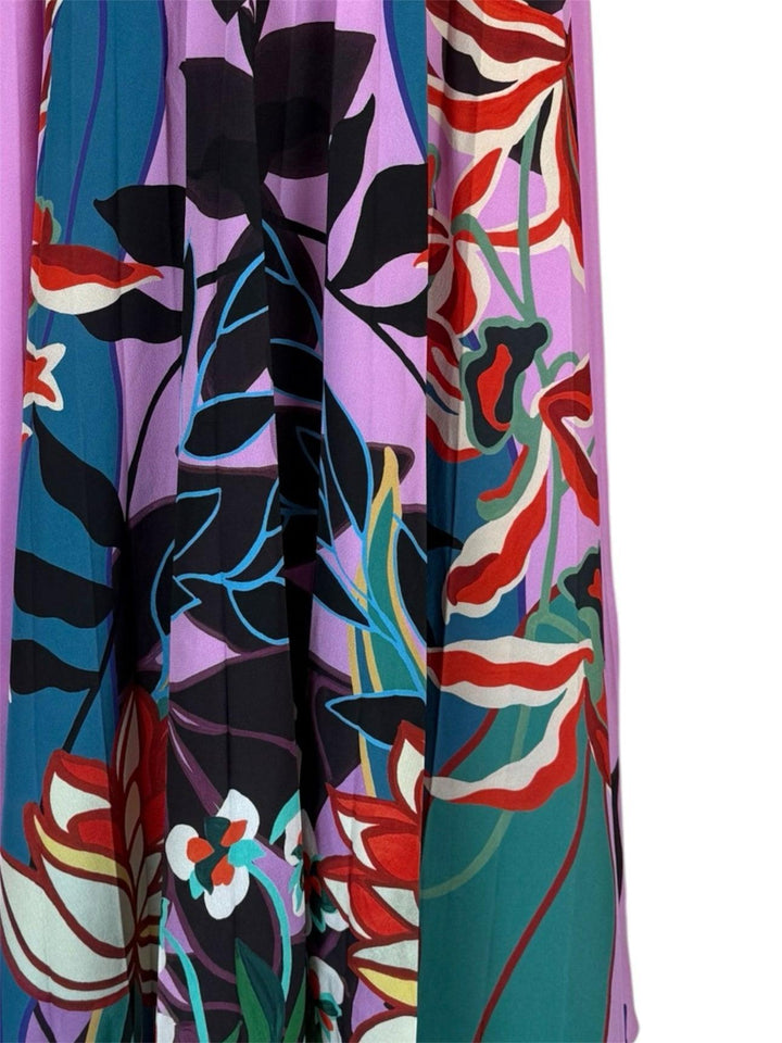 Valentino Size 44 2019 Floral Pleated Silk Maxi  Skirt