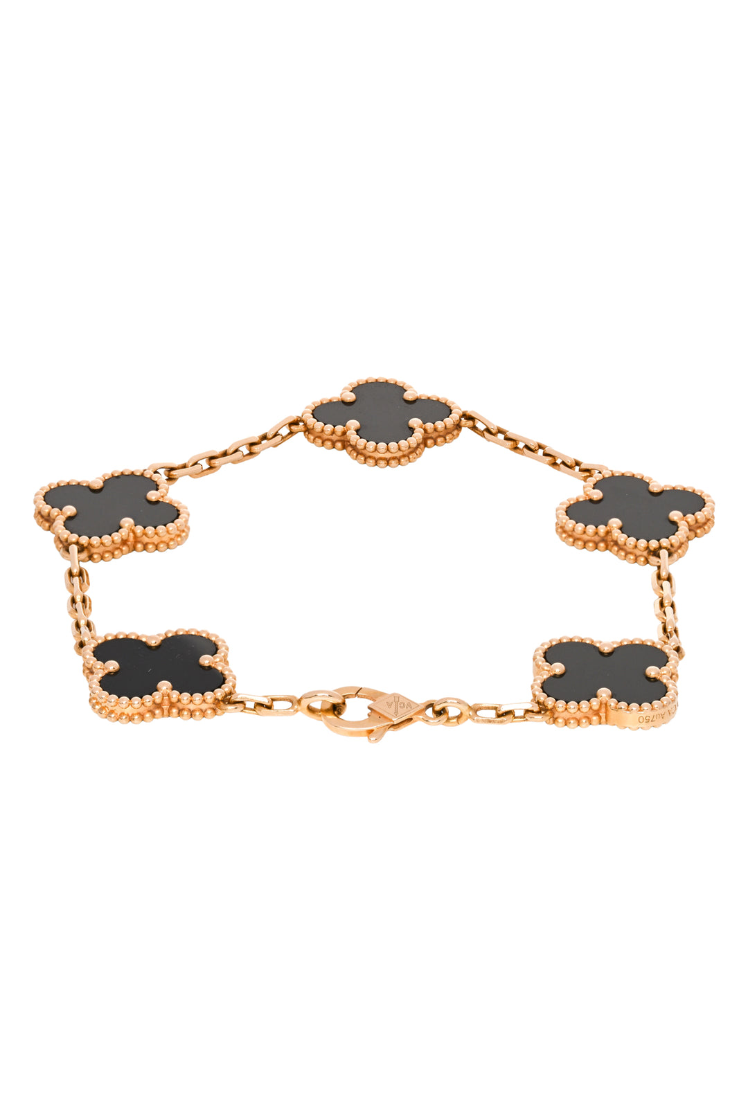 Van Cleef & Arpels 2021 18K Yellow Gold & Black Onyx Vintage Alhambra Bracelet
