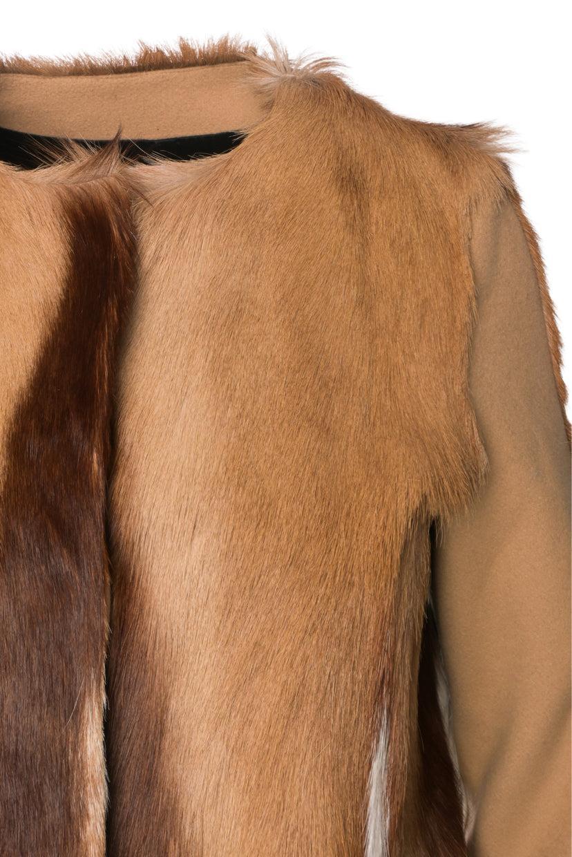 MSGM Size 40 Fleece Virgin Wool & Fur Coat