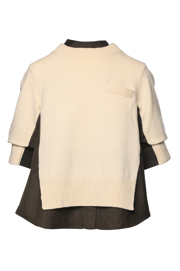 Sacai Size 1 Short Sleeve Striped Layered Sweater