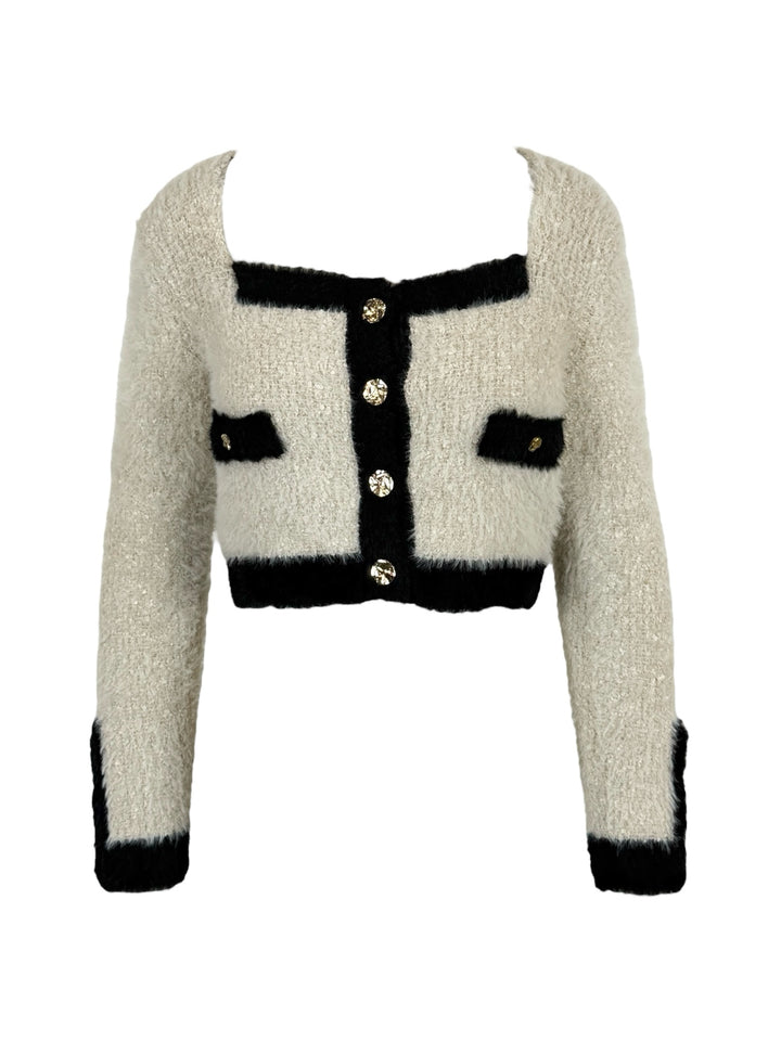Nina Ricci Size S Boucle Fuzzy Cardigan