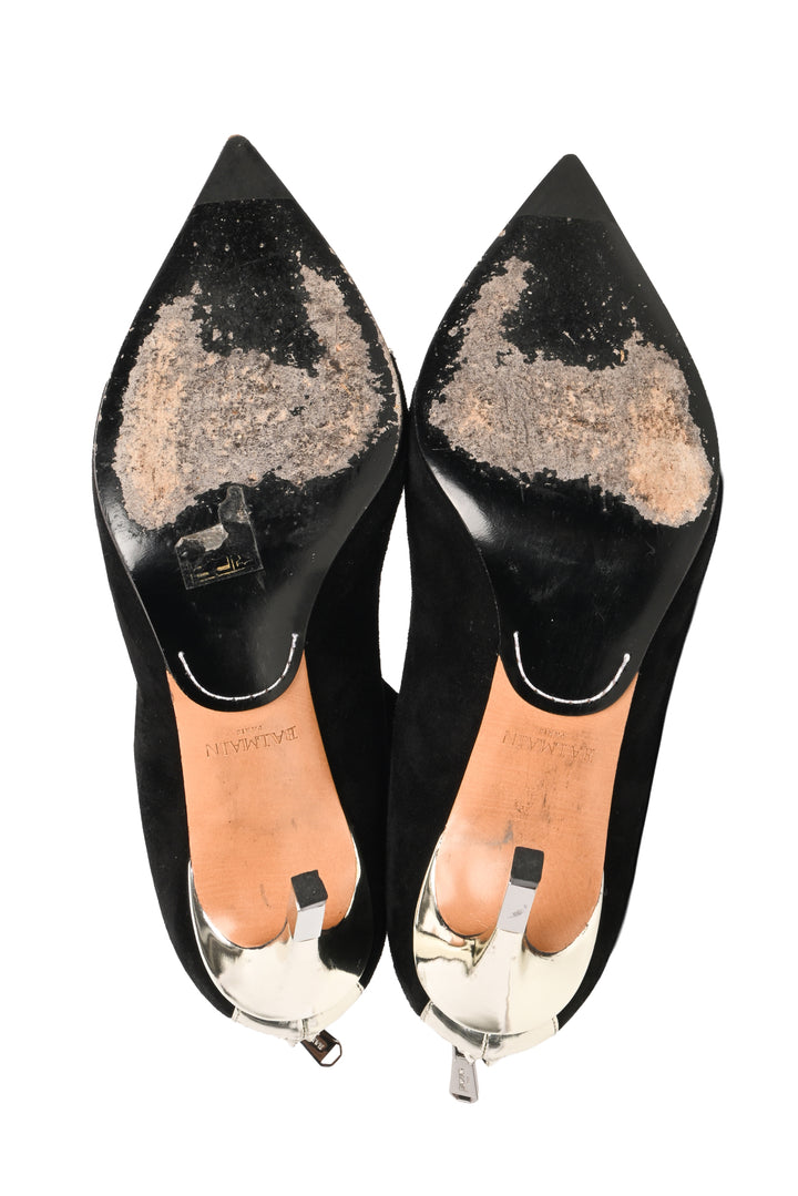 Balmain Size 39 Blair Metallic Pointy Toe Booties