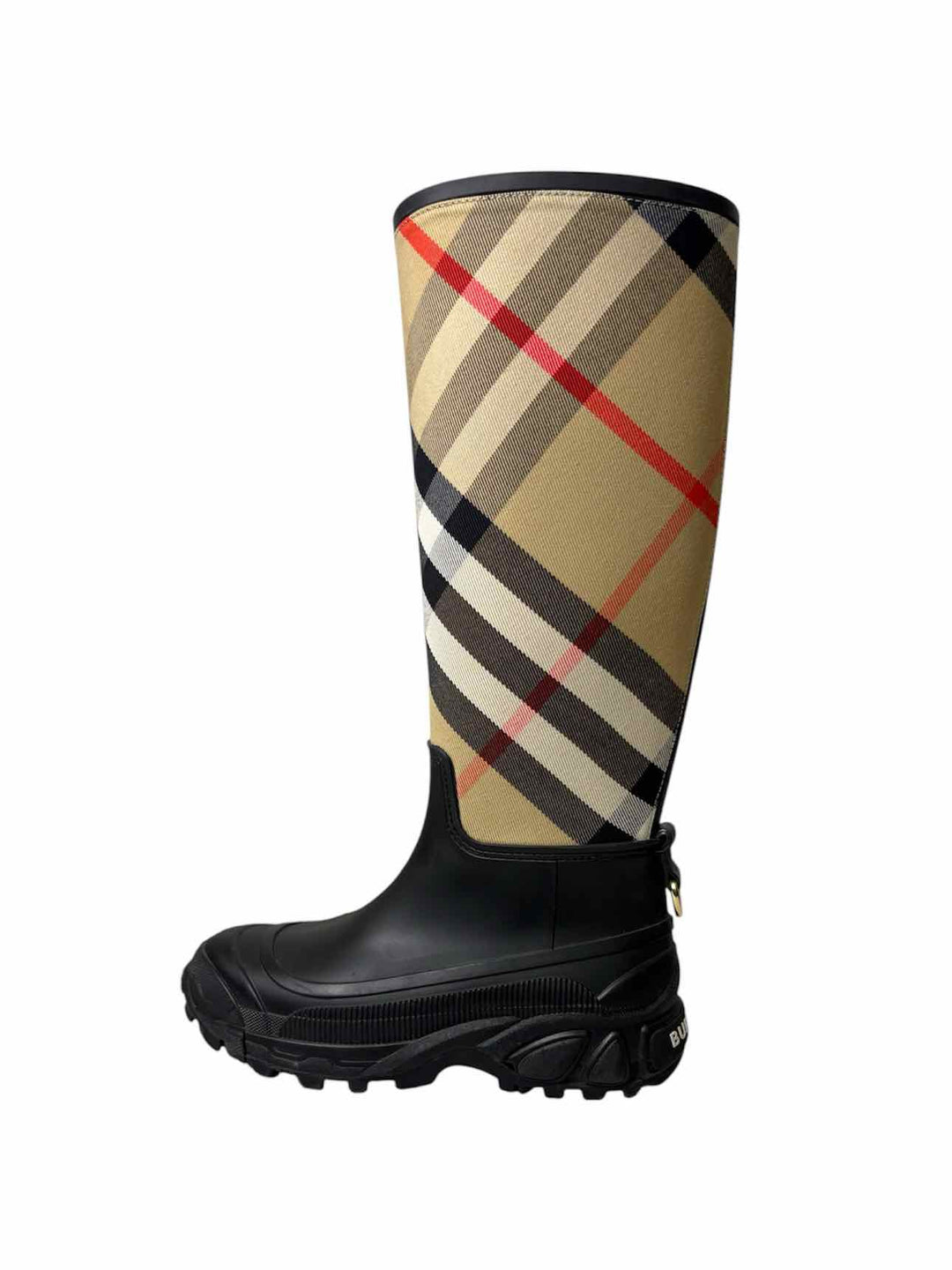 Burberry Size 37 House Check Tall Rubber Boots