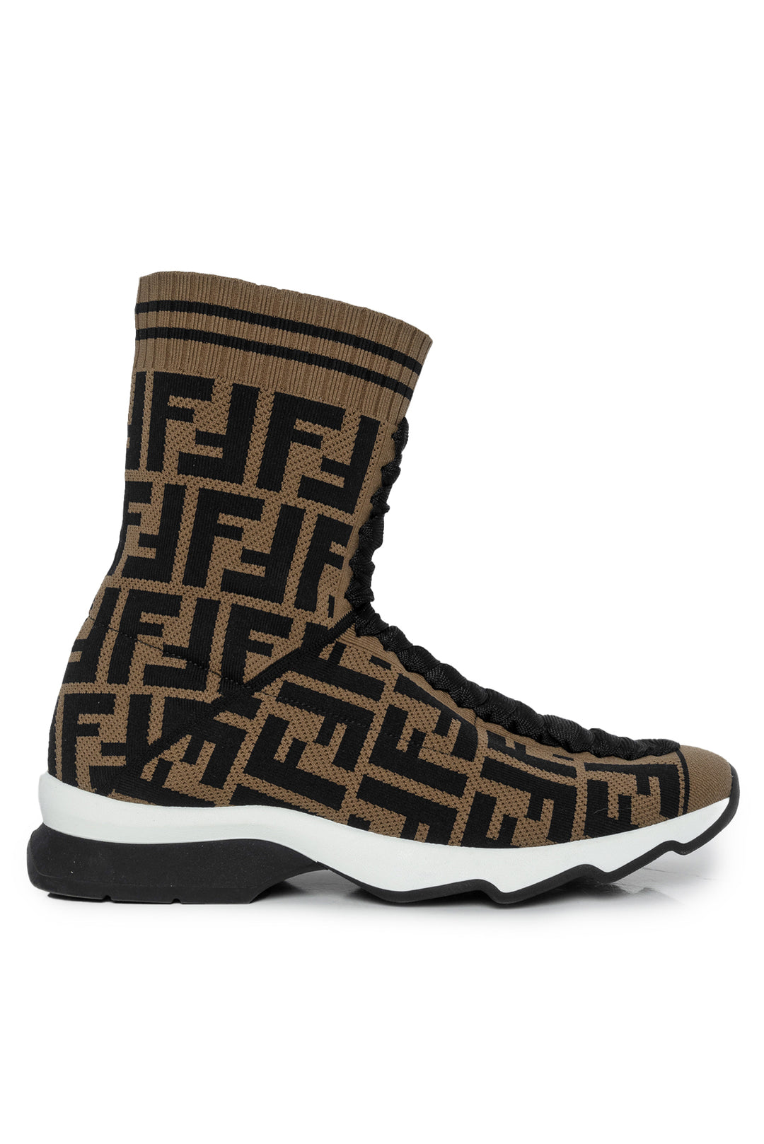 Fendi Size 37 Zucca FF Knit Ankle Boots